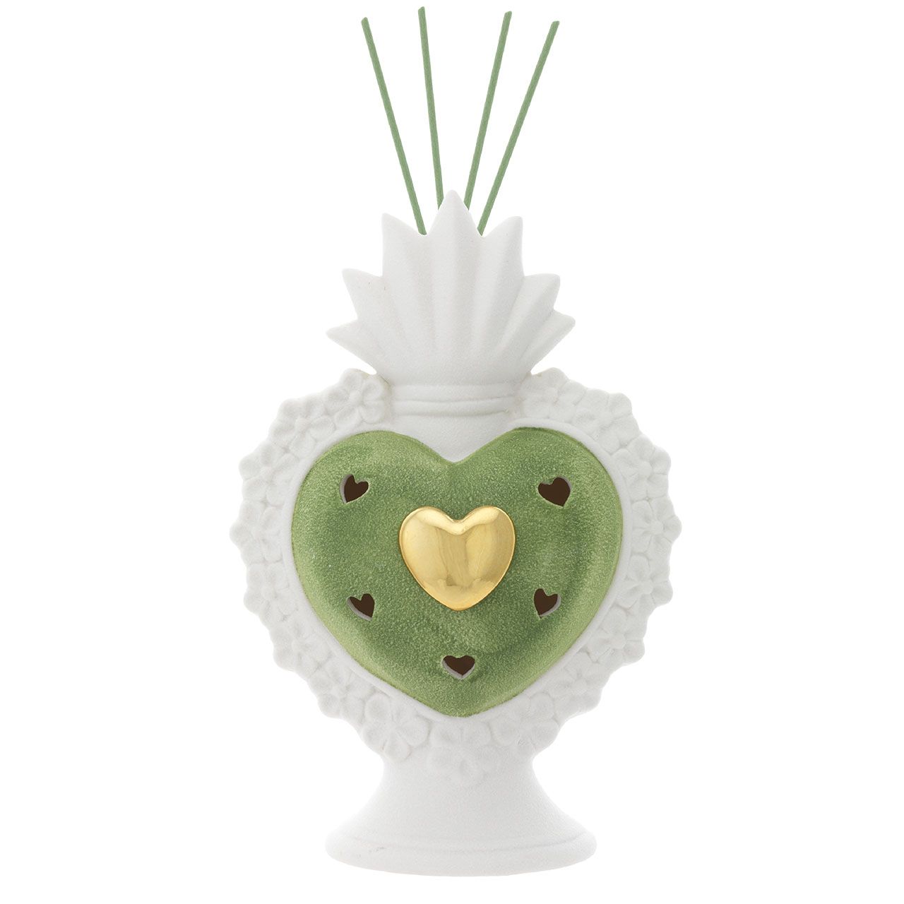 SACRO CUORE DIFFUSORE CON LED BIANCO & VERDE H. 23